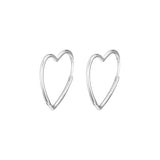 Asymmetric Hearts of Love Hoop Earrings Sterling Silver Jewelry Earrings