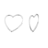 Asymmetric Hearts of Love Hoop Earrings Sterling Silver Jewelry Earrings