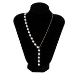 Asymmetric Pearl Necklace Women European and American Niche Y-Shaped Dress