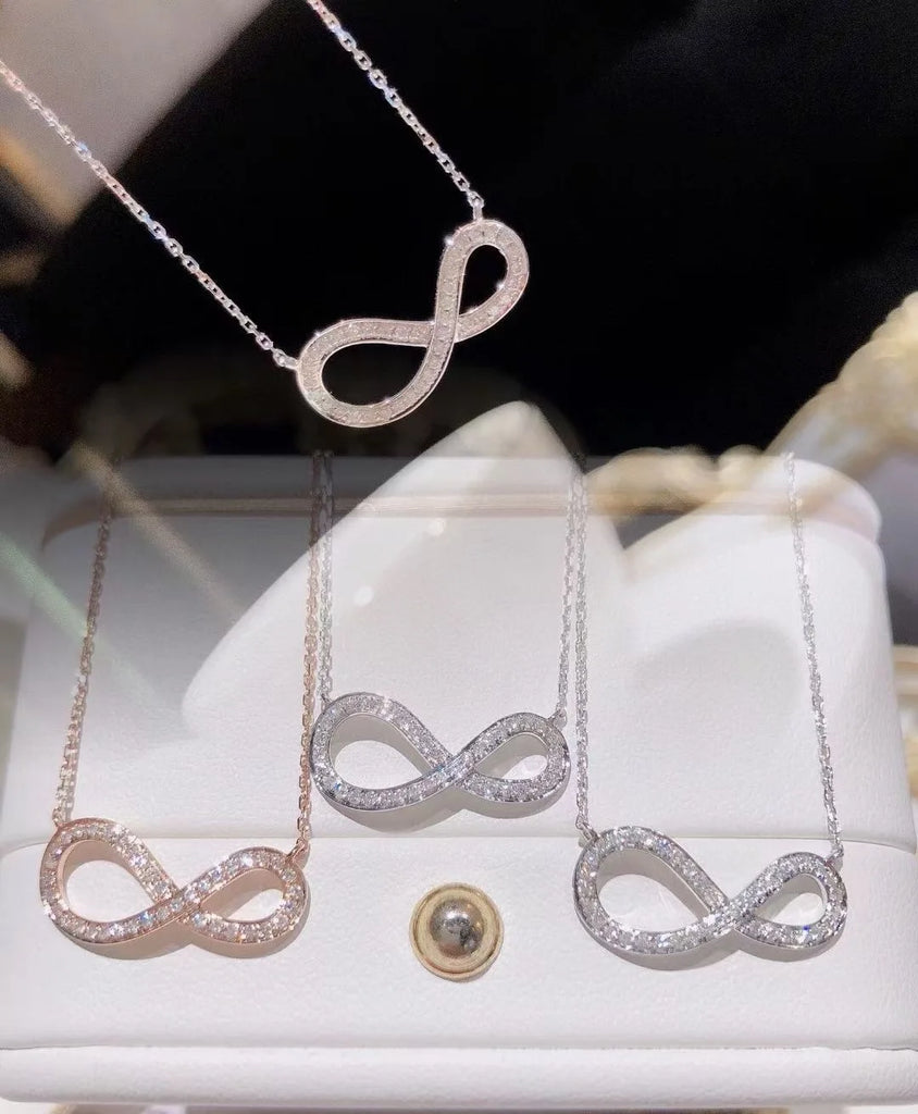 Asymmetric Infinity Endless Love Pendant Necklace Silver Jewelry