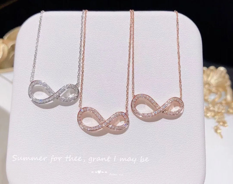 Asymmetric Infinity Endless Love Pendant Necklace Silver Jewelry
