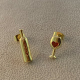 Love Wine Earrings Red Crystal Studs