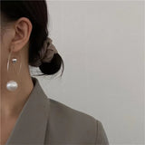 Metal Pearl Crystal Earrings Korean Style Wedding Accessories