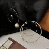 Metal Pearl Crystal Earrings Korean Style Wedding Accessories