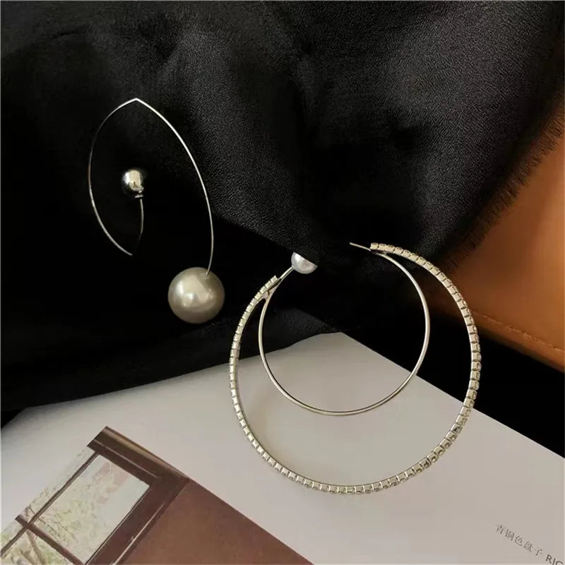 Metal Pearl Crystal Earrings Korean Style Wedding Accessories
