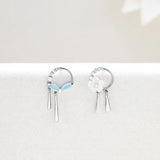 Moonstone Flower Stud Earrings Tassel Long Earrings 925 Sterling Silver Jewelry