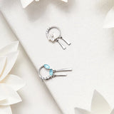 Moonstone Flower Stud Earrings Tassel Long Earrings 925 Sterling Silver Jewelry