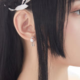 Moonstone Flower Stud Earrings Tassel Long Earrings 925 Sterling Silver Jewelry