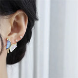 Zircon Butterfly Pearl French Earrings Sweet Wind Joker Women Jewelry