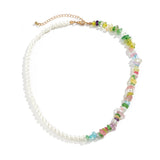 Boho Pearl & Colorful Stone Beads Choker Necklace for Men