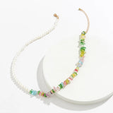 Boho Pearl & Colorful Stone Beads Choker Necklace for Men