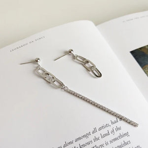 Tassel Drop Earrings Crystal 925 Silver