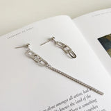 Tassel Drop Earrings Crystal 925 Silver