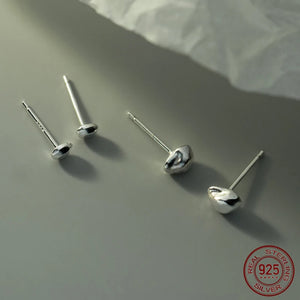 925 Silver Stud Earrings Small Asymmetrical Stone