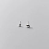 925 Silver Stud Earrings Small Asymmetrical Stone