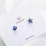 925 Sterling Silver Asymmetrical Flower Zircon Earrings for Women