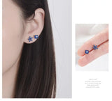 925 Sterling Silver Asymmetrical Flower Zircon Earrings for Women