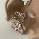 925 Silver Asymmetric Heart Earrings for Women