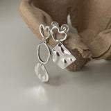 925 Silver Asymmetric Heart Earrings for Women