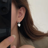 925 Silver Sterling Heart Chain Earrings For Women