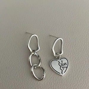 925 Silver Sterling Heart Chain Earrings For Women