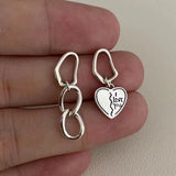925 Silver Sterling Heart Chain Earrings For Women