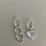 925 Silver Sterling Heart Chain Earrings For Women