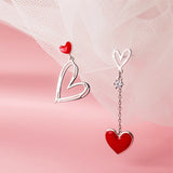 Love Heart Dangle Earrings, 925 Sterling Silver Tassel Statement Earrings