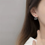 Love Heart Dangle Earrings, 925 Sterling Silver Tassel Statement Earrings