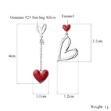 Love Heart Dangle Earrings, 925 Sterling Silver Tassel Statement Earrings