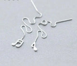 925-STERLING-SILVER Musical Note Ear Threader Earrings Long Dangle
