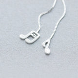 925-STERLING-SILVER Musical Note Ear Threader Earrings Long Dangle