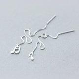925-STERLING-SILVER Musical Note Ear Threader Earrings Long Dangle