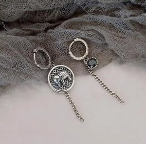 Elephant Crystal Tassel Stud Earrings, 925 Silver, Women's Jewelry Gift