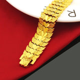 Atmospheric 24K Plated Thickened Large Bracelet Flower Heart-Shaped Bracelet