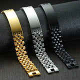 15mm Personalised Engraved Name Date Bracelet Thick Chain Bangle Stainless Steel