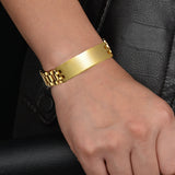 15mm Personalised Engraved Name Date Bracelet Thick Chain Bangle Stainless Steel