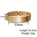 15mm Personalised Engraved Name Date Bracelet Thick Chain Bangle Stainless Steel