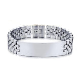 15mm Personalised Engraved Name Date Bracelet Thick Chain Bangle Stainless Steel