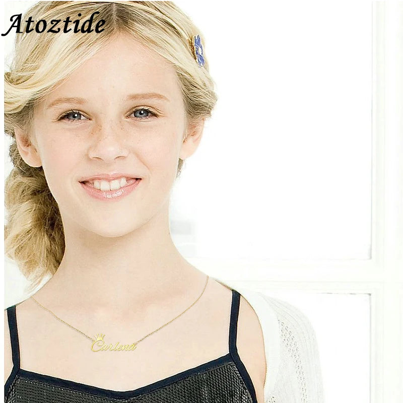 Stainless Steel Name Necklace For Baby&Kids Personalized Letter Choker