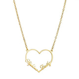 Atoztide Stainless Steel 2 Name Heart Necklace Letter Choker Necklace Pendant