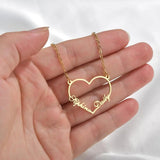Atoztide Stainless Steel 2 Name Heart Necklace Letter Choker Necklace Pendant