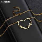 Atoztide Stainless Steel 2 Name Heart Necklace Letter Choker Necklace Pendant