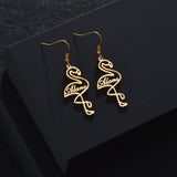 Flamingo Bird Name Earrings - Personalized Stainless Steel