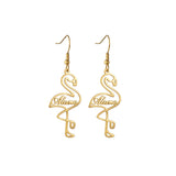 Flamingo Bird Name Earrings - Personalized Stainless Steel