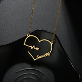 Heartbeat Nameplate Necklace Personalized for Women