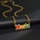 Atoztide Custom Name Necklace Stainless Steel Women 4mm NK Cuban Chain Pendant