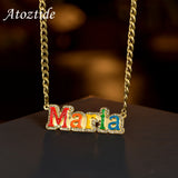 Atoztide Custom Name Necklace Stainless Steel Women 4mm NK Cuban Chain Pendant