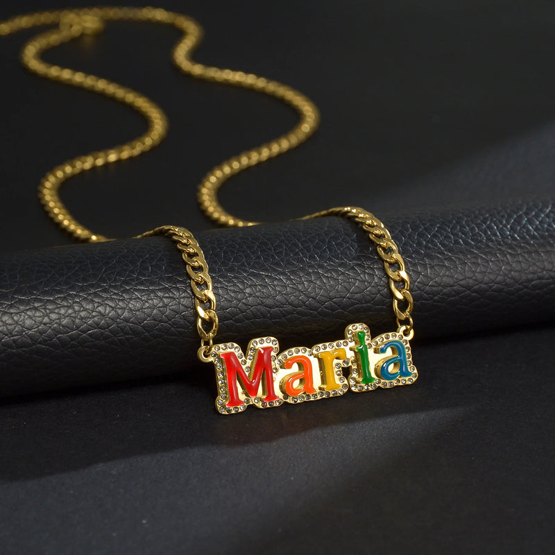 Atoztide Custom Name Necklace Stainless Steel Women 4mm NK Cuban Chain Pendant