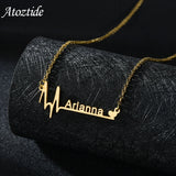 Atoztide Heartbeat Name Necklace Birth Date Pendants